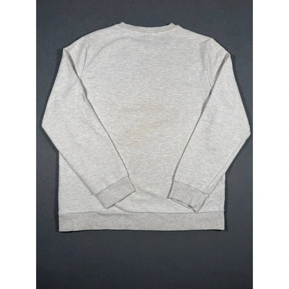 H&M Mens Crewneck Sweatshirt Oatmeal Light Gray Textured Fleece Pullover. #0030
